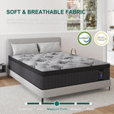 VISCOUNTESS Full Mattress, 14 Inch Hybrid Mattresses Bed in a Box with Gel Memory Foam & Pocket Spring, Euro Top, Medium Firm for Back Support & Pressure Relief, Motion Isolation, Grey VISCOUNTESS