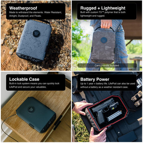 VAULTEK LifePod 20 Full-Size Biometric Lockable Weatherproof Case with Built-in Lock, Steel Security Cable, & TSA Handgun Case or Car Safe, Portable Travel Pistol Safe/Colion Noir Edition VAULTEK