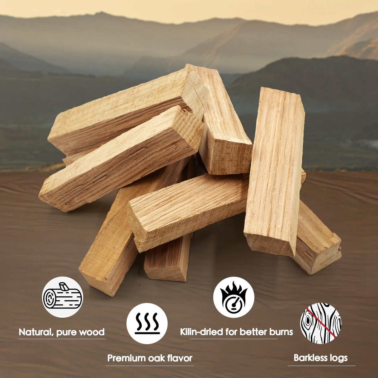 Pizza Oven & Cooking Wood – Mini Kiln-Dried Oak, 6-Inch Logs, 15lb Box – Bark-Free Firewood for Ooni, Gozney, Solo Stove & More – High Heat, Long-Lasting Burn for Grilling, BBQ & Smoking Gimgsoen