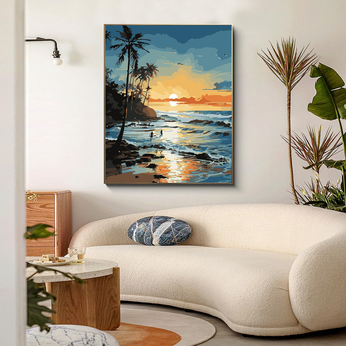 PRASIO Paint by Numbers Kit for Adults Beginner, Beach Paint by Number, DIY Acrylic Adult Paint by Number Kits on Canvas for Home Decor Gift 16x20 Inch PRASIO
