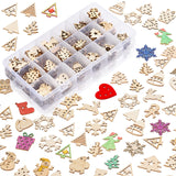 300 Pieces Unfinished Mini Wooden Christmas Ornaments DIY Wooden Christmas Ornaments Mini Blank Wood Slice Cutout Christmas Craft for Holiday Winter Xmas Tree Hanging Decoration DIY Craft,30 Styles AWIZOM