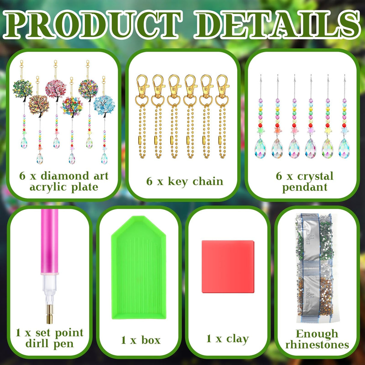 Burbell 6 Pcs Tree of Life Diamond Art Suncatchers Kits for Adults Double Sided Tree of Life Diamond Painting DIY Dream Catcher Kit Wall Decor Wind Chimes for Adults, 6 Styles Burbell