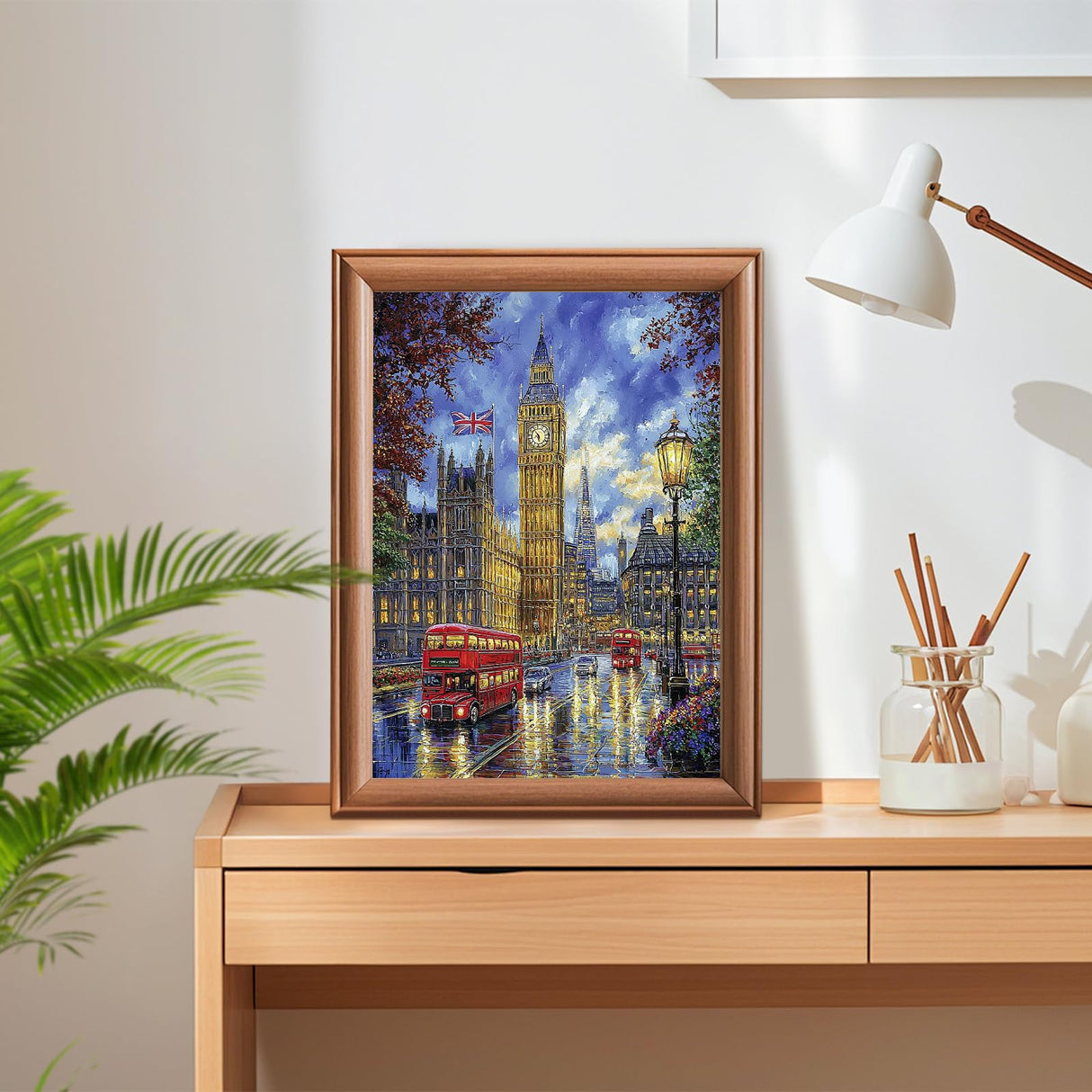 Lxmsja London Street Diamond Art Kits for Adults, Big Ben Diamond Painting Kits for Beginners, 5D DIY Full Drill Gem Art Crafts for Adults, Home Wall Decor 12x16 inch Lxmsja