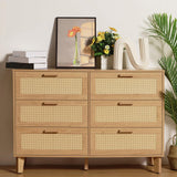 XDliv Rattan Dresser, 6-Drawer Double Dresser Rattan Storage Chest Unit for Bedroom XDliv