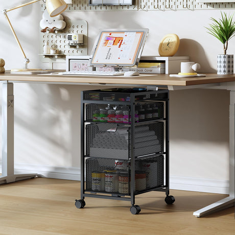 Rolling Utility Cart with 3 Drawers, Craft Organizer and Storage with DIY Divider, Lockable Wheels, Multi-Functional Storage for Art Supplies, Store for Brushes & Paints & Artifacts Small Parts Hayexiha
