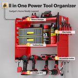 Spampur Power Tool Organizer Wall Mount with Charging Station,Garage Metal Cabinet 15 Min Quick Assembly & Max 150lb load with 6 Outlet Power Strip, 8 Slots Cordless Drill for Workshop/Shed/Tool Room Spampur