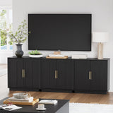 FORTUNETEC Sideboard Buffet Cabinet with Storage, Modern Accent Cabinet with Arched Doors & Shelf, 31.5" Modular Media Console, Minimalist Credenza for Living Room Kitchen Dining Room Entryway, Black FORTUNETEC