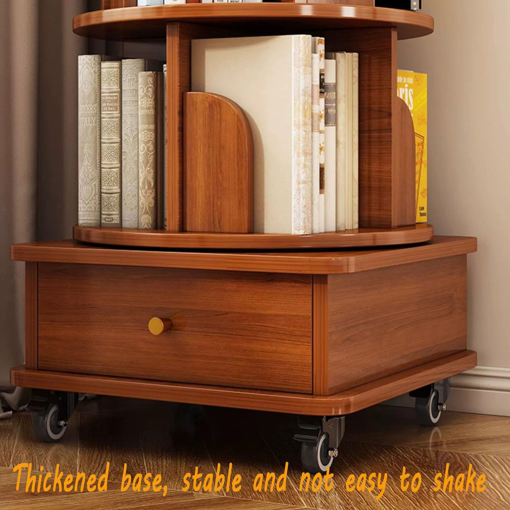 TruRim 360° Rotating Wooden Bookshelf Tower - Space-Saving Six-Tier Storage for Home - WoodArtSupply