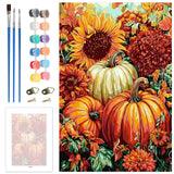 Skyboda Sunflower Paint by Numbers Kit for Adults Beginners with Frame, Fall Pumpkin Adult Paint by Number Kits on Canvas, Easy DIY Oil Painting Kits for Home Decor, 8x12in Skyboda