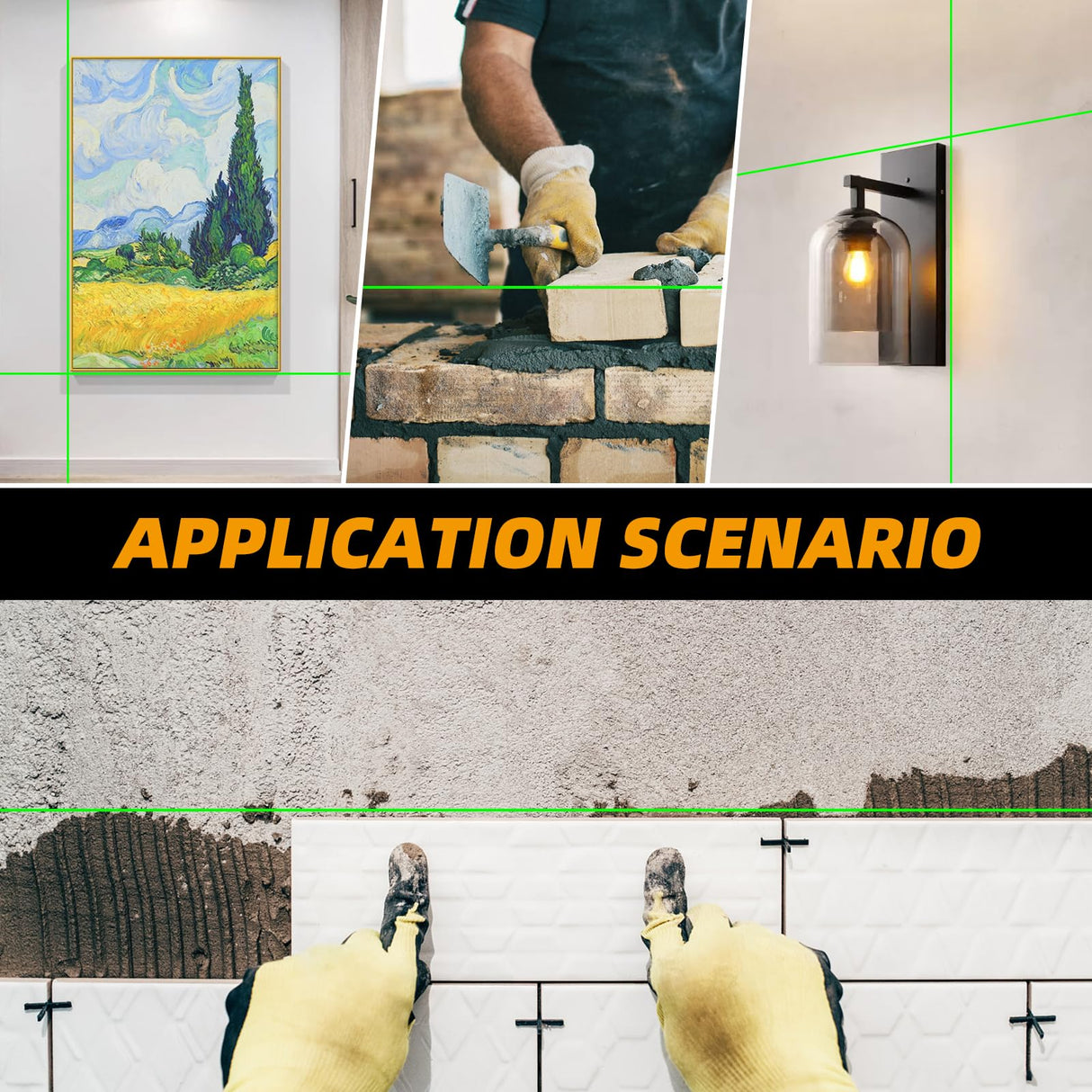 RONGPRO Laser Level Self Leveling - 98Ft/30M Dual Modules Green Cross Line Laser Leveler Tool for Indoor Outdoor Construction Picture Hanging Home Renovation RONGPRO