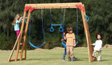 Dolphin Playground Monkey Bars for Backyard, Wooden Swing Sets for Backyard with Trapeze Swing Bar and 2 Belt Swings, Outdoor Monkey Bars for Kids, Outdoor Playset, Kids Outdoor Play Equipment DOLPHIN PLAYGROUND T