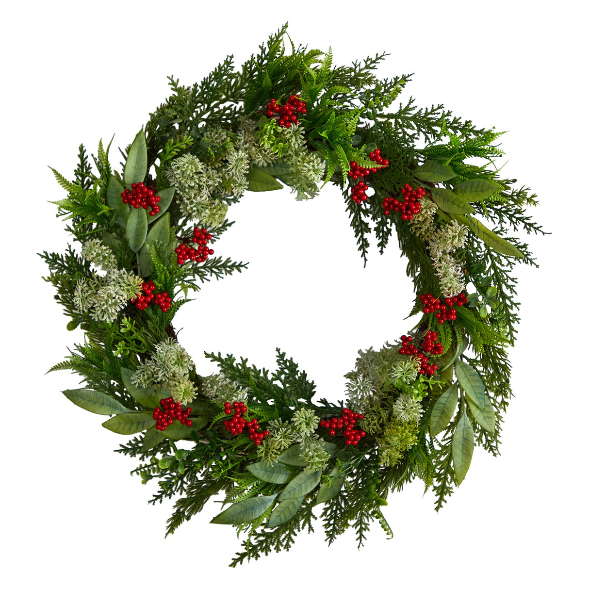 Nearly Natural 24in. Cedar, Eucalyptus and Berries Artificial Christmas Wreath Nearly Natural