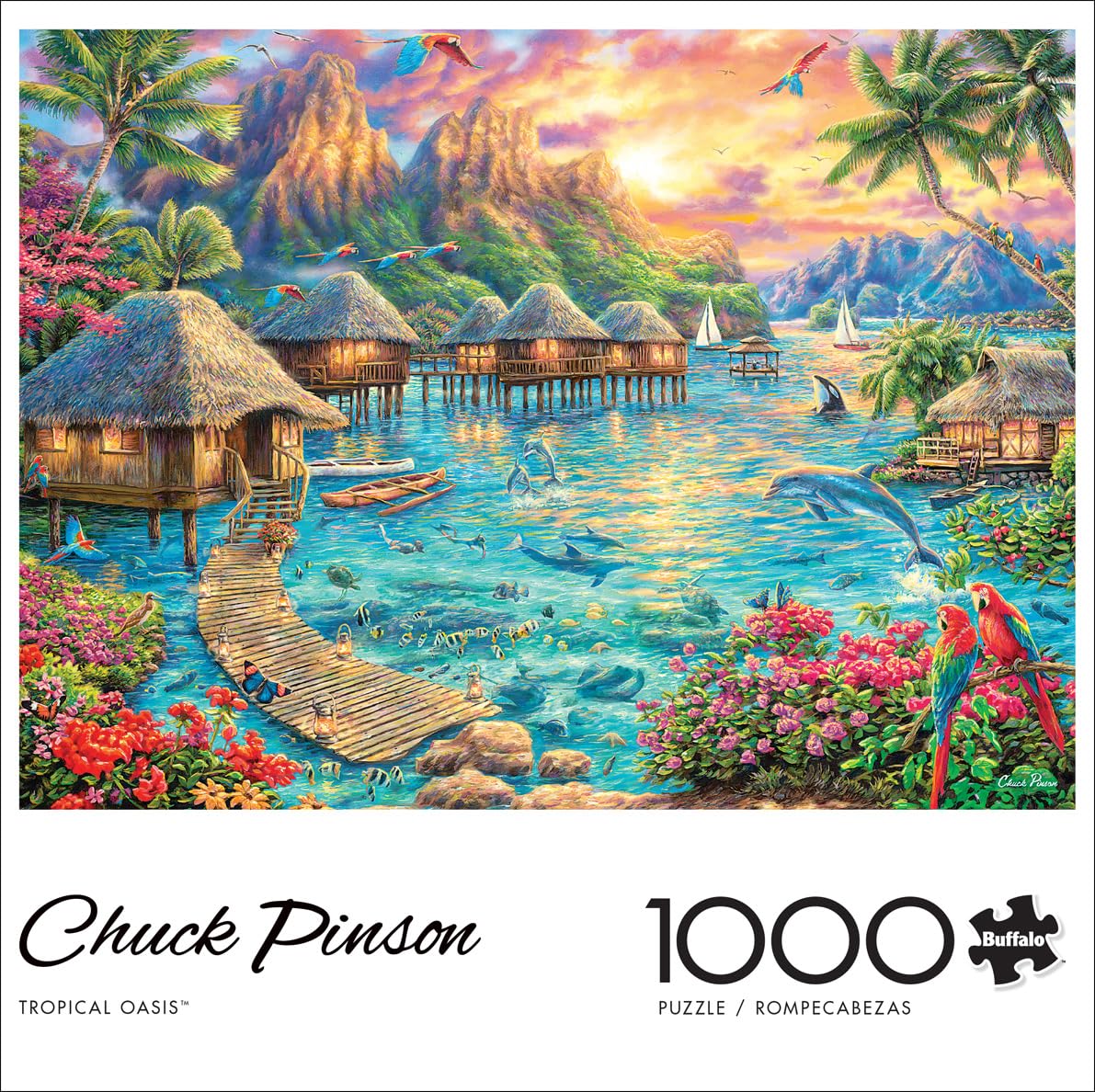 Buffalo Games - Chuck Pinson - Tropical Oasis - 1000 Piece Jigsaw Puzzle for Adults -Challenging Puzzle Perfect for Game Nights - Finished Size is 26.75 x 19.75 Buffalo Games