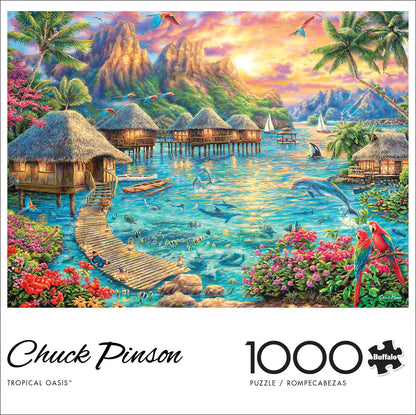 Buffalo Games - Chuck Pinson - Tropical Oasis - 1000 Piece Jigsaw Puzzle for Adults -Challenging Puzzle Perfect for Game Nights - Finished Size is 26.75 x 19.75