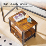 HOOBRO Printer Stand, Printer Stand with Storage, Under Desk Printer Table, Printer Cart with Drawer and Shelves, Rolling Small Printer Stand on Wheels, for Office, Rustic Brown and Black BF39PS01 HOOBRO