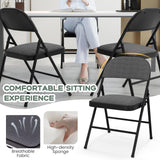 HAPPYGRILL 4 Pack Folding Chairs, Fabric Commercial Chairs w/Padded Seat & Back, Metal Frame, Portable & Foldable Dining Chairs for Office Party Guest Room Conference Room Event HAPPYGRILL