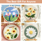 MSDADA 21PC Punch Needle Embroidery Kit - Adjustable Tool, Wooden Handle Pen, Hoops, Cloth, Big Eye Needles, Threaders (Pink) MSDADA