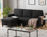 Walsunny Sectional Sofa Couch Bed L Shaped Sleeper Sofa Bed Pull Out Bed with Storage, Reversible Sectional Couches for Living Room, Apartment, Office(Black) Walsunny