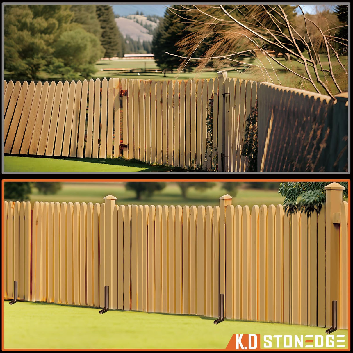 K.D STONEDGE Fence Post Anchor Repair Kit Wooden Rotten Broken Leaning Support Brackets Qucik Easy Fix Unique Adjustable Design, 2 Sets K.D STONEDGE