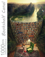 Jigsaw Puzzles for Adults, 1000 Pieces and up, Bookshelf Canal Puzzle, Books Library Challenging Funny Puzzles for Friends Family Activity Game Nights Gifts RECHIATO