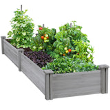 Yaheetech 8×2ft Wooden Horticulture Raised Garden Bed Divisible Elevated Planting Planter Box for Flowers/Vegetables in Backyard/Patio Outdoor, Gray, 97 x 25 x 11in Yaheetech