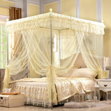 JENCEAILL King Size Canopy Bed Frame – Thickened Stainless Steel Poles, 4-Corner Sturdy Design, Compatible with Metal/Wood Beds, Ideal for Bedroom Decor JENCEAILL