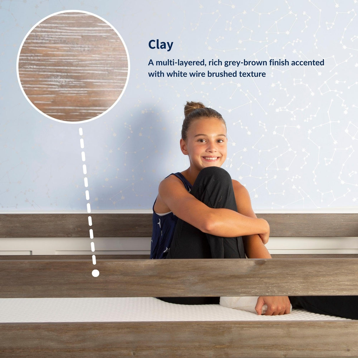 Max & Lily High Loft Bed, Twin Bed Frame For Kids With Bookcase, Clay Max & Lily