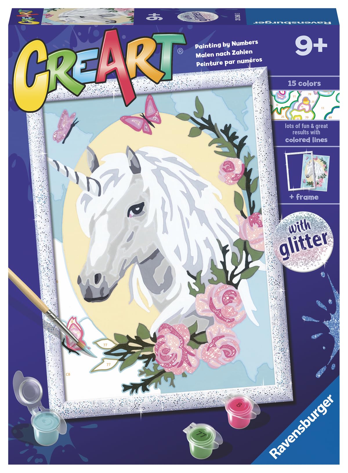 Ravensburger Unicorn Portrait Paint by Numbers Kit for Kids - 20268 - Painting Arts and Crafts for Ages 9 and Up Ravensburger