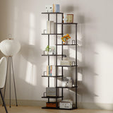 10 Tier Tree Bookshelf Tower Metal Spine Bookcase Industrial Bookshelves Tall Narrow Books Organizer Floor Standing Ladder Book shelf for Living Study Room Office Bedroom Corner Display black HBC506B IRCPEN