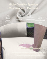 HUMMUH 8 Pieces Outdoor Patio Furniture Set with Fire Pit,L-Shaped Modular Sectional Couches with Swivel Patio Chairs,Wicker Conversation Set for Deck,Backyard,Porch,Garden HUMMUH