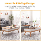 Bidiso Lift Top Coffee Center Table with Hidden Storage Compartment, Easy-to-Assembly , Dining Table for Living Room Reception/Home Office, Oak Bidiso
