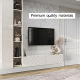 Living Skog Floating TV Stand Wall Mounted for Living Room and Bedroom, Media, Entertainment Center with Storage and Drawers Fits TV 50 55 60 65 70 inch Cabinet (Alessio Beige, 59 in) Living Skog