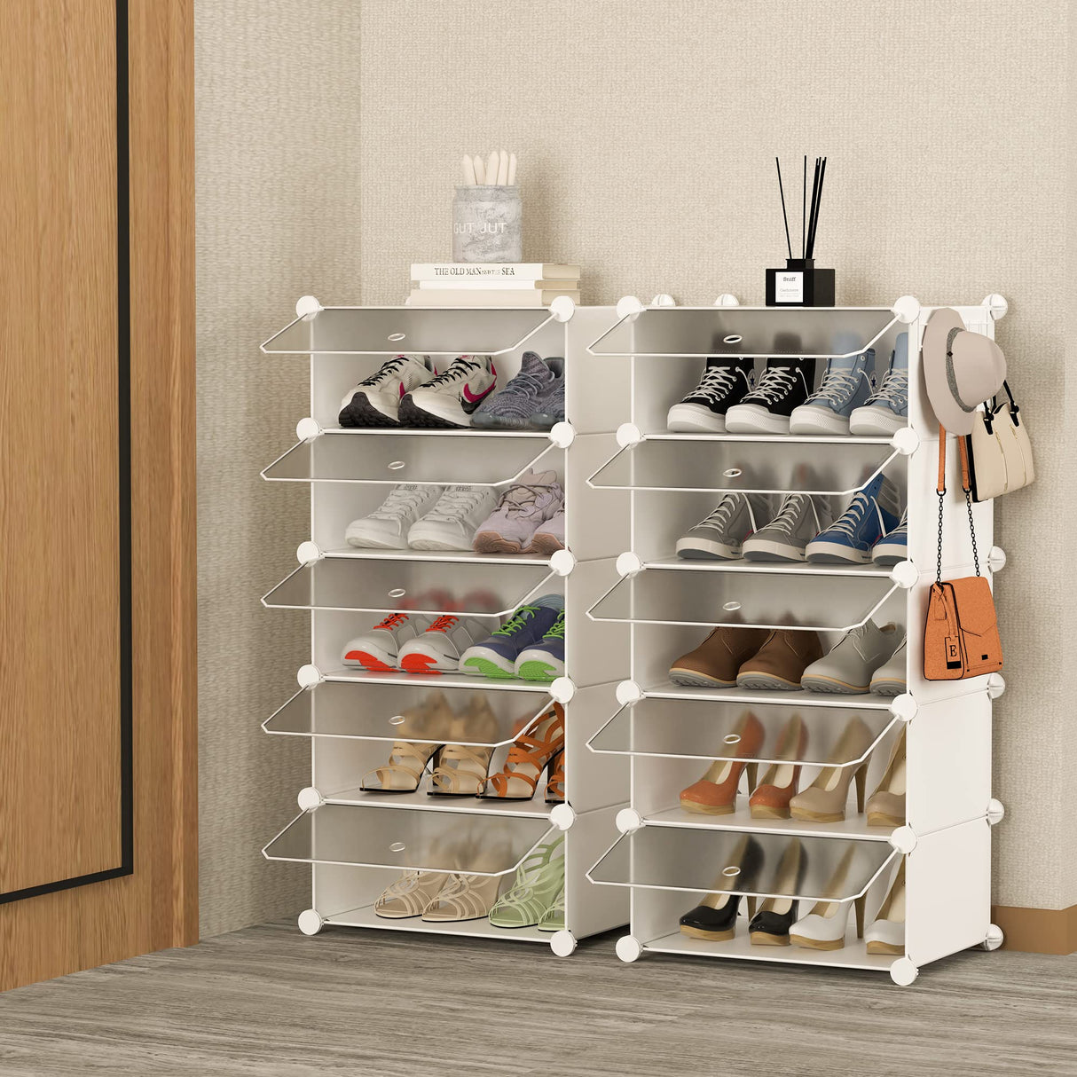 HOMIDEC Shoe Storage, 10-Tier Shoe Rack Organizer for Closet 20 Pair Narrow Shoes Shelf Cabinet for Entryway, Bedroom and Hallway HOMIDEC