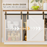 YESHOMY Storage Cabinet, Farmhouse Sideboard Buffet Coffee Bar with Sliding Barn Doors, Shelf for Home Dining Room, White YESHOMY
