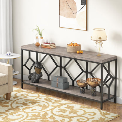 71 Inch Tribesigns Extra Long Narrow Sofa Console Table with Open Storage Shelf - WoodArtSupply