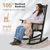 Greesum Outdoor Rocking Chair, Acacia High Back Oversized All-Weather Lounge Rocker with 320 lbs of Support for Patio, Garden, Deck, Porch,Brown Greesum