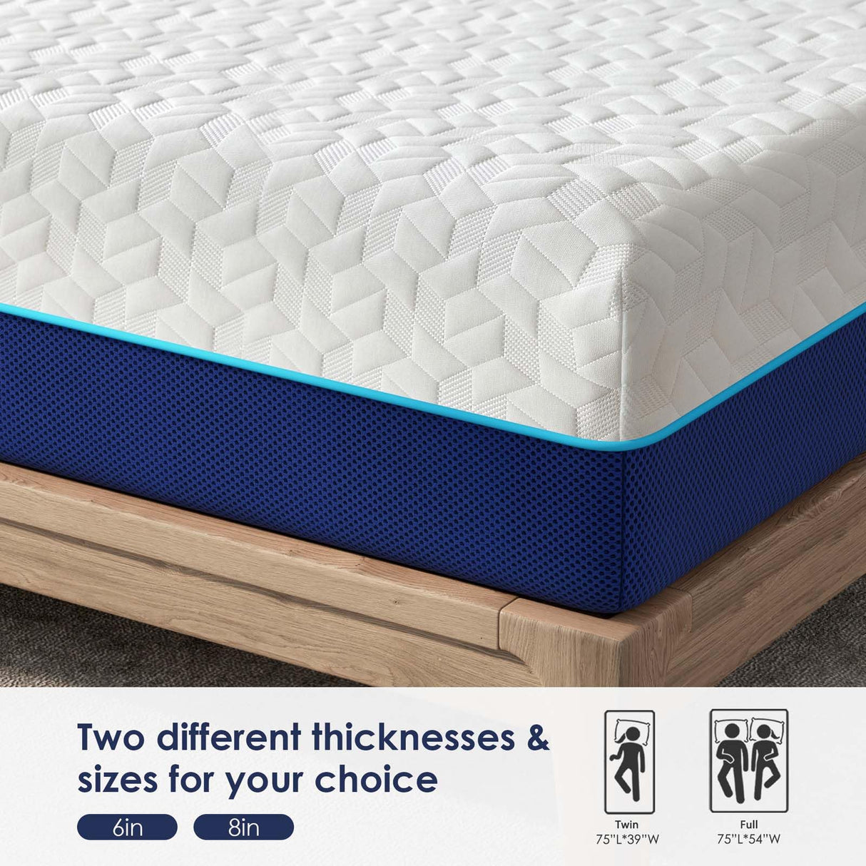 Full Size Mattress, 8 Inch Gel Memory Foam Mattress in a Box, Fiberglass Free Medium Firm Mattresses for Pressure & Pain Relief, Soft and Comfortable (8 Inch Full) MTSVMP
