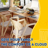 AAAAAcessories D-Shaped 2'' Thick Chair Cushions, Removable, Machine Washable Cover and Ties, Chair Pads for Indoor Dining Room and Kitchen Chairs, 17'' x 16'', Set of 4, Beige AAAAAcessories