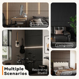 Upick Foldable Acoustic Wall Panels, 4 Pack 48" x 12.6" MDF Slat Wood Panels for Wall, Sound Absorbing Wall Panels for Interior Wall Decor, Walnut Upick