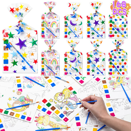 Party Favors for Kids 24 Pack(192 PCS) Watercolor Coloring Books with Goodie Bag Stuffers for Boys Girls Activity Books for Ages 4-8 Art Craft Kit Classroom Prizes School Birthday Gifts Party Supplies Sigilyer