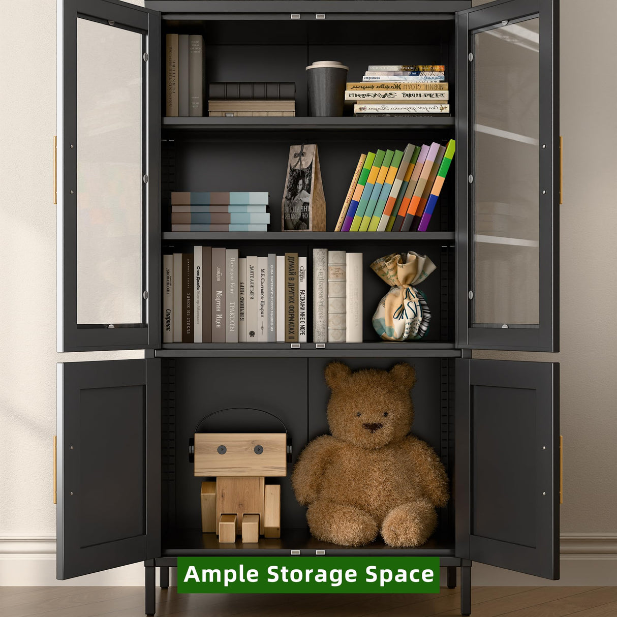 JAORD Metal Arched Cabinet, 73'' Arched Kitchen Pantry Storage Cabinet with Doors/Shelves, Black Arched Bookcase Display Cabinet for Home Office Bar Living Room, Assemble Require JAORD