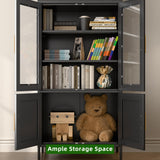 JAORD Metal Arched Cabinet, 73'' Arched Kitchen Pantry Storage Cabinet with Doors/Shelves, Black Arched Bookcase Display Cabinet for Home Office Bar Living Room, Assemble Require JAORD