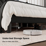 GalnFu King Size Bed Frame with Button Tufted Headboard, Upholstered Platform Bed Frame with UnderBed Storage, Wooden Slats Supports, Noise Free, No Box Spring Needed, Easy Assembly, Black GalnFu