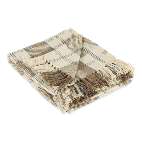 DII Farmhouse Woven Throw, 50x60 with 3" Fringe, Stone DII