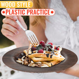 13'' Round Plastic Wood Charger Plates Set of 4 Chargers In Bulk Rustic Wood Round Table Charger Wedding Party Chargers Plate Set for 4 - 13 inch Rustic Kitchen Wood Plate Charger Wedding Table Decor BURIUS