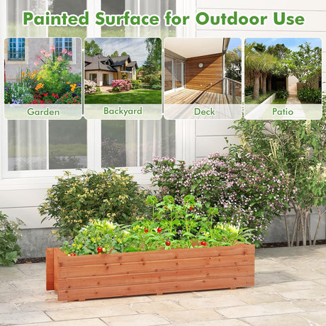 LDAILY Raised Garden Bed, 44" x 11" x 10" Wooden Planter Boxes with Removable Bottom & 2 Drainage Holes, Rectangle Flower Bed Outdoor, Wood Raised Beds for Garden Vegetable Herb LDAILY