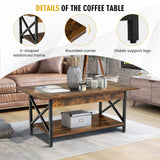 COSTWAY Industrial Coffee Table, 2-Tier Wood Cocktail Tea Table with Storage Shelf and X-Shape Steel Frame, Rectangle Sofa Side Accent Table for Living Room Home Office, Rustic Brown COSTWAY