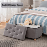 BRIAN & DANY 30 Inches Folding Storage Ottoman Bench, Ottoman with Storage for Living Room, with Wooden Feet and Lid, Grey BRIAN & DANY