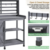 Yaheetech Outdoor Potting Bench, Large Horticulture Work Table Workstation with Storage Cabinet Shelf & Planting Working Console for Patio/Lawn/Garden - Gray Yaheetech