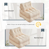 Afuson Folding Chair Bed, Futon Sofa Bed for Bedroom and Living Room, Convertible Floor Couch for Small Spaces, White Afuson